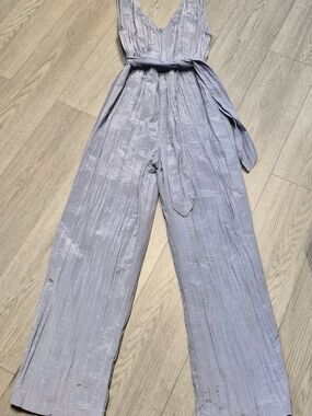 Rebecca Taylor Sleeveless V-Neck Wide-Leg Jumpsuit in Light Lavender